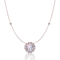 Emilia round diamond pendant 1.20 carat Emilia round diamond necklace DCGEMMES I SI 18 carat pink gold