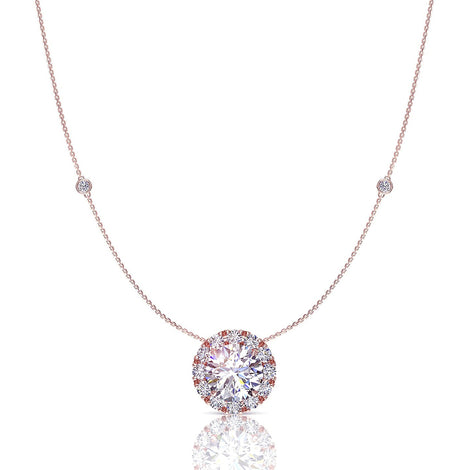Pendentif diamant rond 1.50 carat Emilia Collier Emilia diamant rond DCGEMMES I SI Or Rose 18 carats