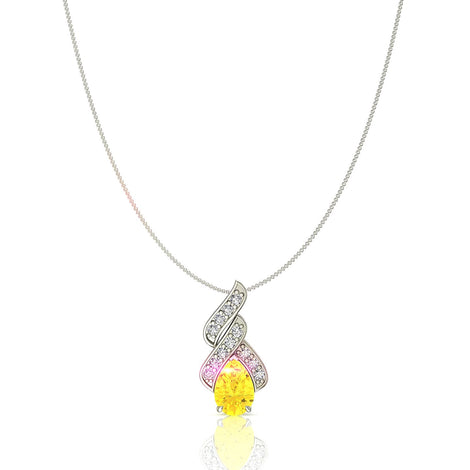 Cyra pear-shaped yellow sapphire and round diamonds pendant 0.45 carat Cyra pear-shaped yellow sapphire and round diamonds pendant DCGEMMES A SI 18-carat White Gold