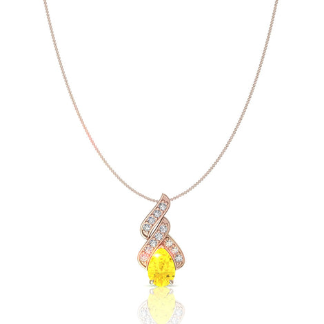 Cyra pear-shaped yellow sapphire and round diamonds pendant 0.45 carat Cyra pear-shaped yellow sapphire and round diamonds pendant DCGEMMES A SI 18-carat pink gold