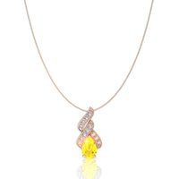 Cyra pear-shaped yellow sapphire and round diamonds pendant 0.65 carat Cyra pear-shaped yellow sapphire and round diamonds pendant DCGEMMES A SI 18-carat pink gold