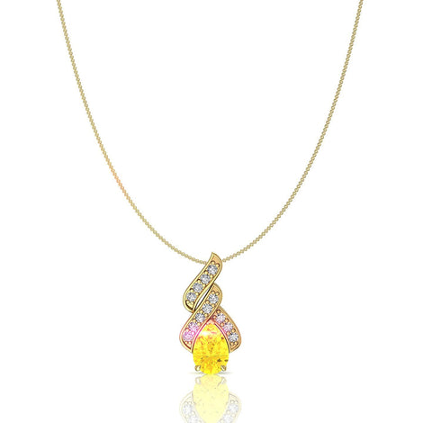 Cyra pear-shaped yellow sapphire and round diamonds pendant 1.15 carat Cyra pear-shaped yellow sapphire and round diamonds pendant DCGEMMES A SI 18-carat Yellow Gold