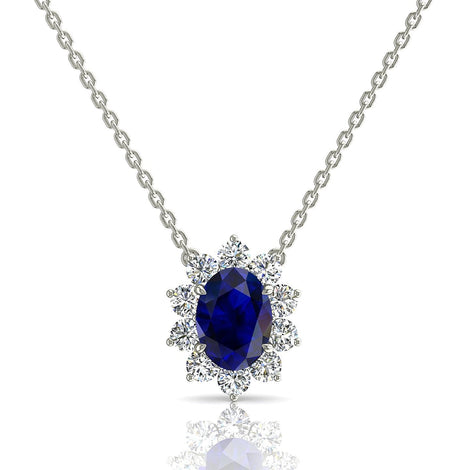 Elisabeth oval sapphire and round diamonds pendant 1.00 carat Elisabeth oval sapphire and round diamonds pendant DCGEMMES