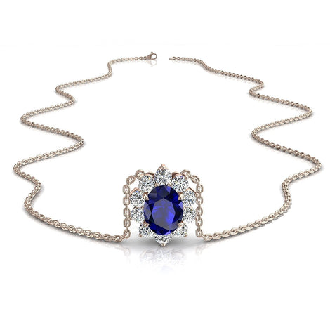 Elisabeth oval sapphire and round diamonds pendant 1.00 carat Elisabeth oval sapphire and round diamonds pendant DCGEMMES