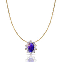 Elisabeth oval sapphire and round diamonds pendant 1.70 carat Elisabeth oval sapphire and round diamonds pendant DCGEMMES A SI 18 carat Yellow Gold