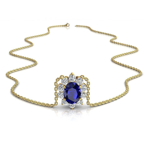 Elisabeth oval sapphire and round diamonds pendant 2.00 carat Elisabeth oval sapphire and round diamonds pendant DCGEMMES