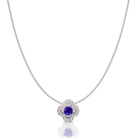 Giulia clover round sapphire and round diamonds pendant 0.35 carat Giulia clover round sapphire and round diamonds necklace DCGEMMES A SI 18 carat White Gold