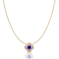 Giulia clover round sapphire and round diamonds pendant 0.35 carat Giulia clover round sapphire and round diamonds necklace DCGEMMES A SI 18K Yellow Gold
