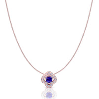 Giulia clover round sapphire and round diamonds pendant 0.35 carat Giulia clover round sapphire and round diamonds necklace DCGEMMES A SI 18 carat Rose Gold