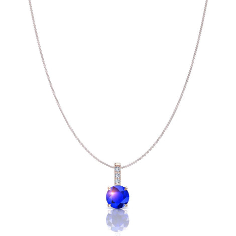 Josephine round sapphire and round diamonds pendant 0.35 carat Josephine round sapphire and round diamonds necklace DCGEMMES A SI 18 carat Rose Gold