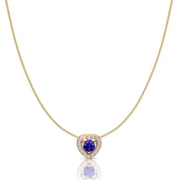 Round sapphire and round diamonds pendant 0.45 carat Giulia heart Giulia round sapphire and round diamonds pendant DCGEMMES A SI 18K Yellow Gold