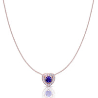 Round sapphire and round diamonds pendant 0.65 carat Giulia heart Giulia heart round sapphire and round diamonds necklace DCGEMMES A SI 18K Rose Gold