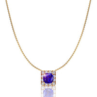 Margareth 1.30 carat round sapphire and round diamonds pendant Margareth round sapphire and round diamonds necklace DCGEMMES A SI 18k Yellow Gold