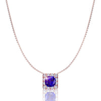 1.30 carat Margareth round sapphire and round diamonds pendant Margareth round sapphire and round diamonds necklace DCGEMMES A SI 18k Rose Gold
