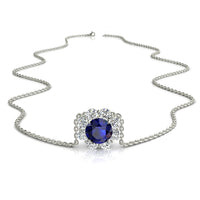 VictoriaS round sapphire and round diamonds pendant 1.30 carat VictoriaS round sapphire and round diamonds necklace DCGEMMES