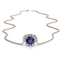 1.50 carat Isabelle round sapphire and round diamonds pendant Isabelle round sapphire and round diamonds necklace DCGEMMES
