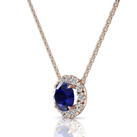 1.70 carat Isabelle round sapphire and round diamonds pendant Isabelle round sapphire and round diamonds necklace DCGEMMES