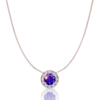 Isabelle round sapphire and round diamonds pendant 1.70 carat Isabelle round sapphire and round diamonds necklace DCGEMMES A SI 18 carat pink gold