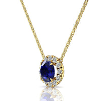 2.00 carat Isabelle round sapphire and round diamonds pendant Isabelle round sapphire and round diamonds necklace DCGEMMES