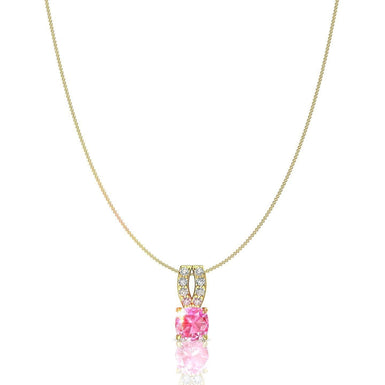 Cuscino ciondolo zaffiro rosa e diamanti tondi 0.40 carati Mona A / SI / Oro bianco 18k