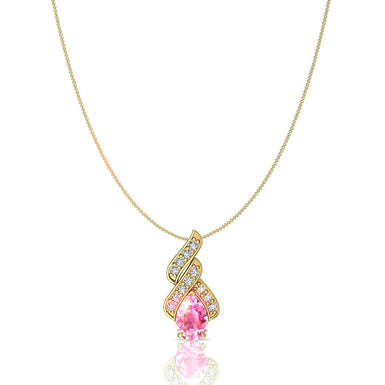 Pendente in zaffiro rosa a forma di pera e diamanti tondi Cyra da 0.45 carati