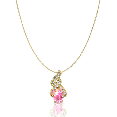 Cyra pear-shaped pink sapphire and round diamonds pendant 0.45 carat Cyra pear-shaped pink sapphire and round diamonds pendant DCGEMMES A SI 18-carat Yellow Gold