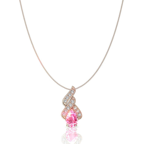 Cyra pear-shaped pink sapphire and round diamonds pendant 0.45 carat Cyra pear-shaped pink sapphire and round diamonds pendant DCGEMMES A SI 18-carat pink gold