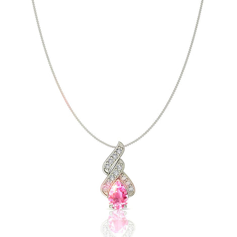 Cyra pear-shaped pink sapphire and round diamonds pendant 0.65 carat Cyra pear-shaped pink sapphire and round diamonds pendant DCGEMMES A SI 18-carat White Gold