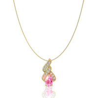 Cyra pear-shaped pink sapphire and round diamonds pendant 0.85 carat Cyra pear-shaped pink sapphire and round diamonds pendant DCGEMMES A SI 18-carat Yellow Gold