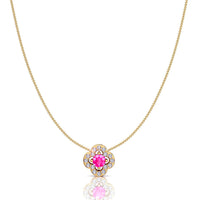 Giulia clover round pink sapphire and round diamonds 0.45 carat pendant Giulia clover round pink sapphire and round diamonds necklace DCGEMMES A SI 18K Yellow Gold