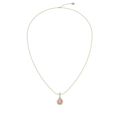 Irma round pink sapphire and round diamonds 0.60 carat pendant Irma round pink sapphire and round diamonds necklace DCGEMMES