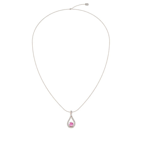Betty round pink sapphire and round diamonds pendant 0.80 carat Betty round pink sapphire and round diamonds necklace DCGEMMES