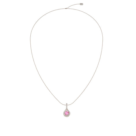 Irma round pink sapphire and round diamonds 0.80 carat pendant Irma round pink sapphire and round diamonds necklace DCGEMMES