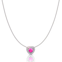Giulia heart round pink sapphire and round diamonds 1.35 carat pendant Giulia heart round pink sapphire and round diamonds necklace DCGEMMES A SI 18K White Gold