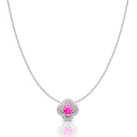 Giulia clover round pink sapphire and round diamonds 1.35 carat pendant Giulia clover round pink sapphire and round diamonds necklace DCGEMMES A SI 18K White Gold