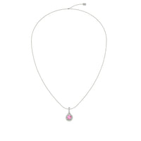 Irma round pink sapphire and round diamonds 1.80 carat pendant Irma round pink sapphire and round diamonds necklace DCGEMMES